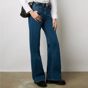 NWT Gerard Darel Anna High Waist Flare in Blue size 26